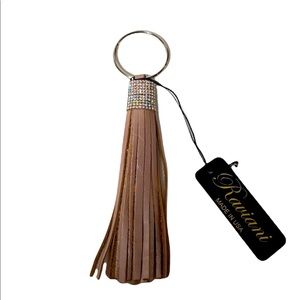 Raviani blush pink leather keychain w crystals